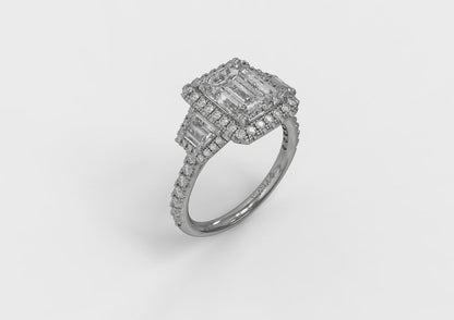 Matching Band for Trio Emerald Cut Halo Engagement Ring