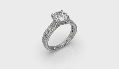 Grand Cathedral Round Diamond Engagement Ring