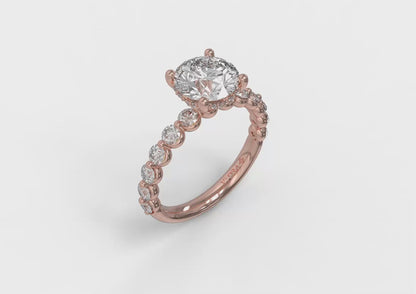 Matching Band for Classic Round Engagement Ring with Floating Diamond Band