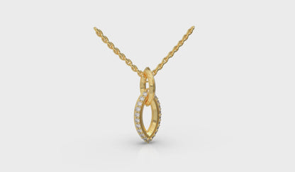 Open Navette Silhouette wtih Diamonds Pendant