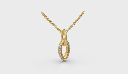 Open Navette Silhouette wtih Diamonds Pendant