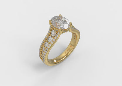 Bold Cathedral Oval Diamond Engagement Ring