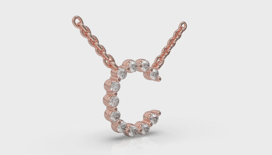 Diamond Alphabet Pendant Necklace, C