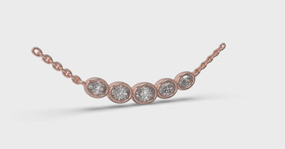 Bezel Set Diamond Curve Pendant Necklace