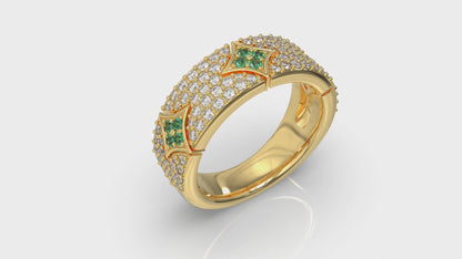 Diamond and Emerald Vlora Star Ring
