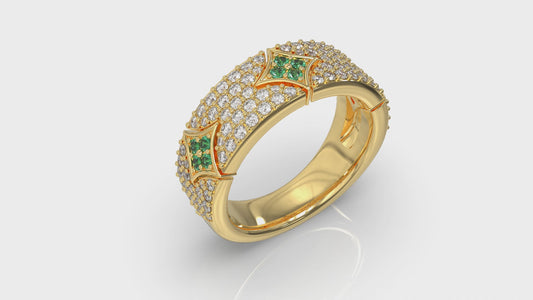 Diamond and Emerald Vlora Star Ring