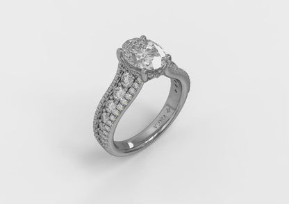 Bold Cathedral Oval Diamond Engagement Ring