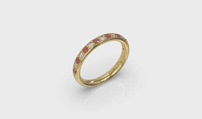 Delicate Ruby and Diamond Stackable Band