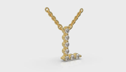 Diamond Alphabet Pendant Necklace, L