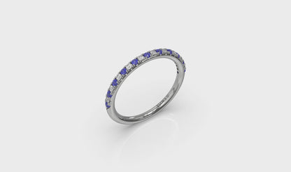 Slim Sapphire and Diamond Stackable Band