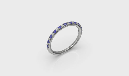 Slim Sapphire and Diamond Stackable Band