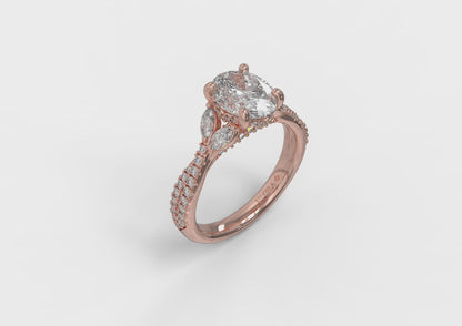 Enchanted Vine Oval Hidden Halo Engagement Ring