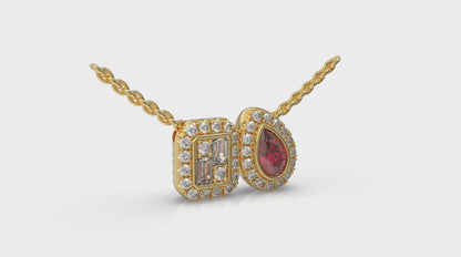 Diamond and Ruby Toi et Moi Pendant