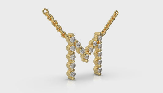 Diamond Alphabet Pendant Necklace, M