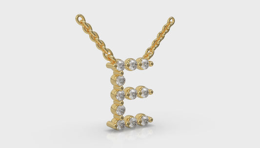 Diamond Alphabet Pendant Necklace, E
