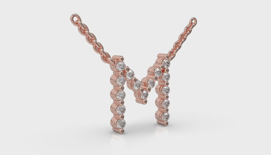 Diamond Alphabet Pendant Necklace, M