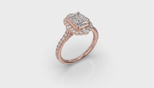 Cathedral Arch Halo Emerald Cut Engagement Ring