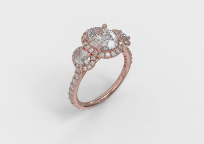 Triple Halo Oval Engagement Ring