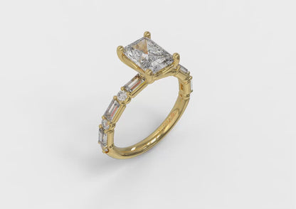 Matching Band for Daring Deco Emerald Cut Engagement Ring
