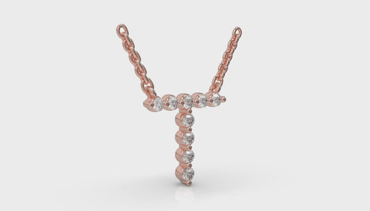 Diamond Alphabet Pendant Necklace, T