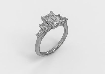 Quintet Emerald Cut Engagement Ring