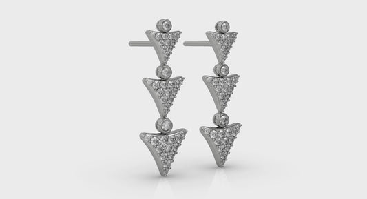 Diamond Trinity Drop Statement Earrings