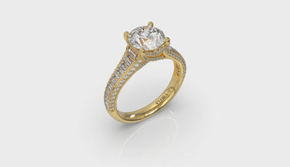 Dramatic Cathedral Hidden Halo Engagement Ring