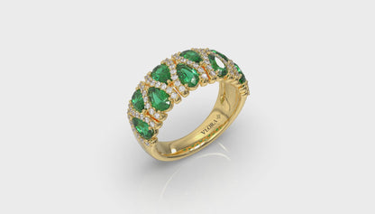 Multi Diamond and Emerald Statement Ring