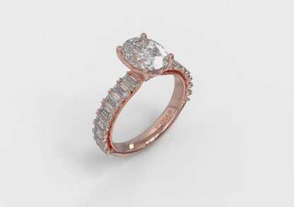 Eterna Oval Engagement Ring with Emerald Cut Band