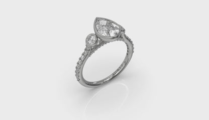 Trio Pear Bezel Engagement Ring