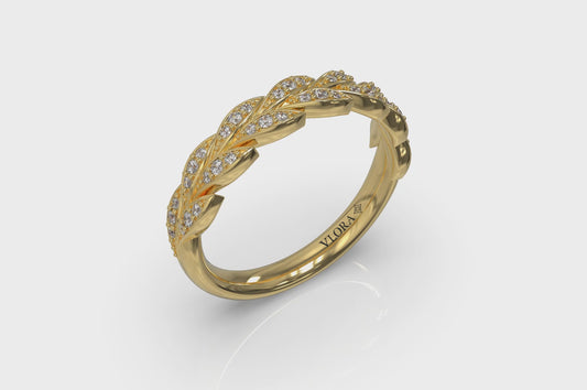 Pave Wheat Stackable Band