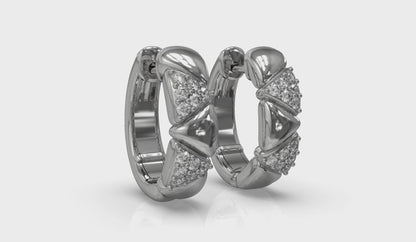 Double Diamond Trinity Huggie Earrings