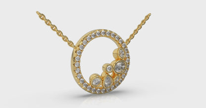 Pavé Halo and Bezel Set Diamond Pendant Necklace