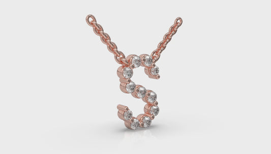 Diamond Alphabet Pendant Necklace, S