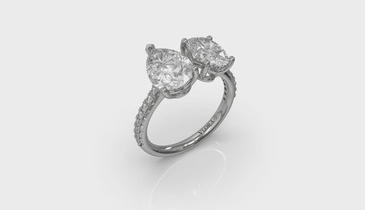 Duet Oval and Pear Two Stone Engagement Ring