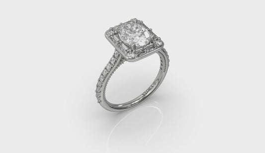 Deco Elegance Halo Oval Engagement Ring