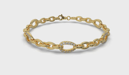 Diamond Open Tear Drop Link Bracelet