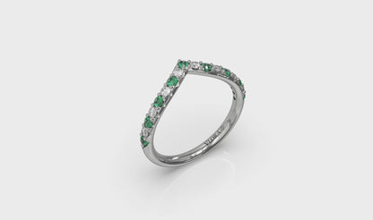 Emerald and Diamond Contour Band