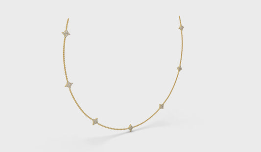 Diamond Cluster Multi Vlora Star Pendant Necklace