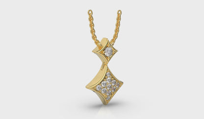 Diamond Cluster Double Vlora Star Pendant Necklace