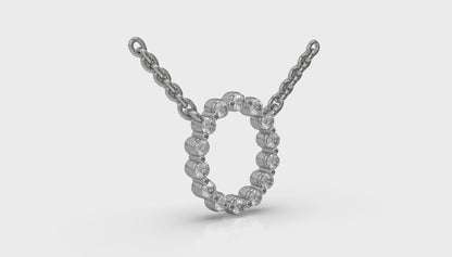 Diamond Alphabet Pendant Necklace, O