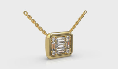 Multi Diamond Baguette Pendant Necklace