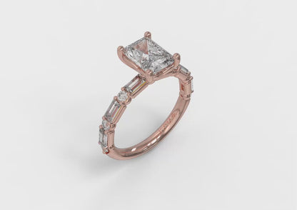 Matching Band for Daring Deco Emerald Cut Engagement Ring