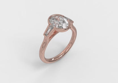Modern Trio Oval Bezel Engagement Ring