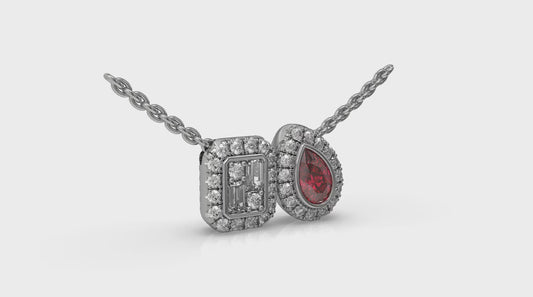 Diamond and Ruby Toi et Moi Pendant