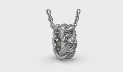 Channel Set Link with Diamonds Pendant Necklace