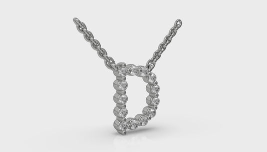 Diamond Alphabet Pendant Necklace, D