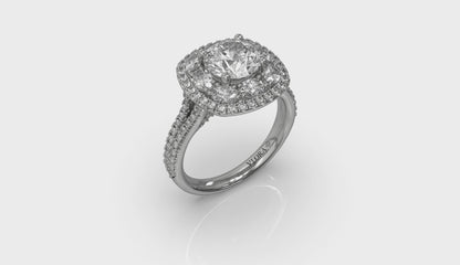 Exquisite Double Halo Round Engagement Ring
