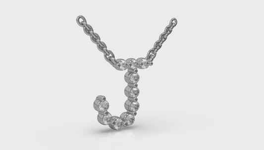 Diamond Alphabet Pendant Necklace, J