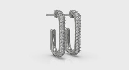 Diamond Elongated Hoop Earrings